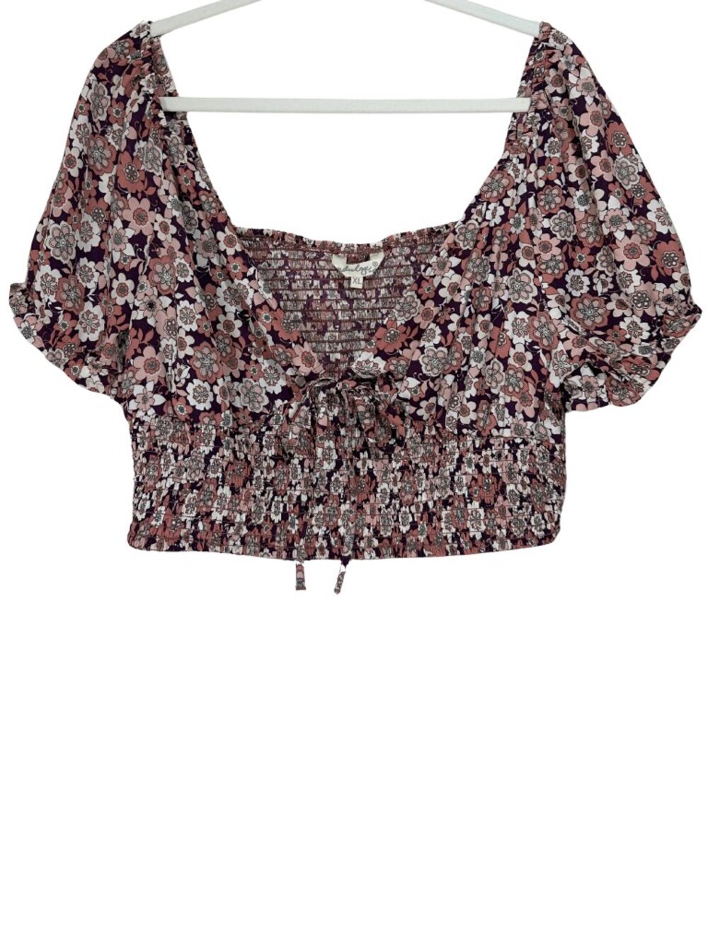 Indulge in Style Floral Crop Top XL Off Shoulder Puff Sleeve Boho